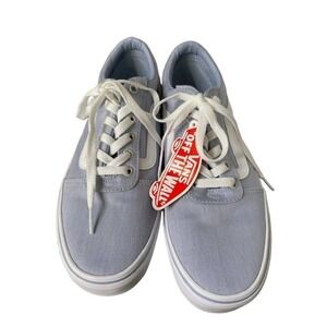 Vans Ward Womens Size 9.5 Wide Shoes Sneakers Casual Low Tops Chambray Blue